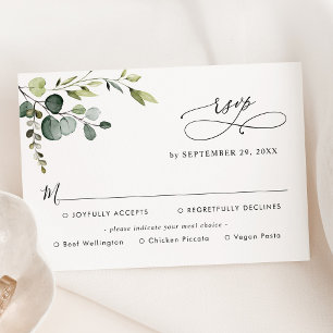 Simple Eucalyptus Greenery Meal Options RSVP Card