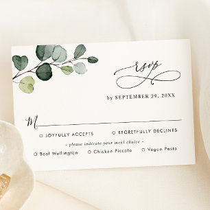 Simple Eucalyptus Greenery Meal Options RSVP Card