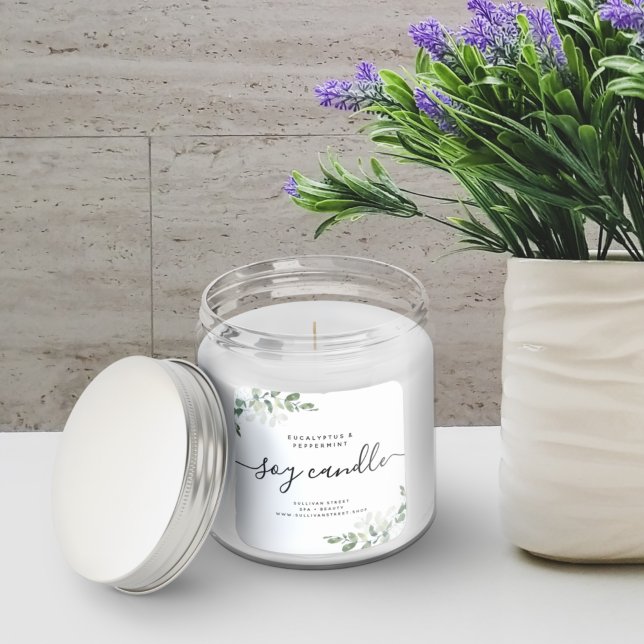 Simple Eucalyptus Greenery Soy Candle Label (Creator Uploaded)