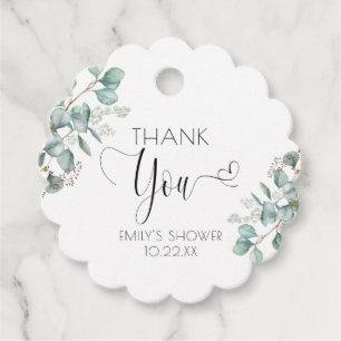 Simple Eucalyptus Greenery Thank You Baby Shower Favour Tags