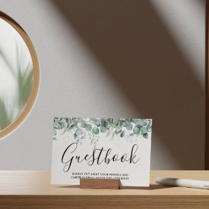 Simple Eucalyptus Greenery Wedding Guestbook Sign