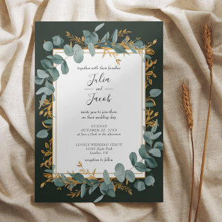 Simple Eucalyptus Greenery Wedding Invitation