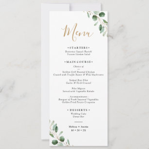 Simple Eucalyptus Greenery Wedding Long Menu Card