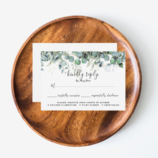 Simple Eucalyptus Greenery Wedding Meal Choice RSVP Card