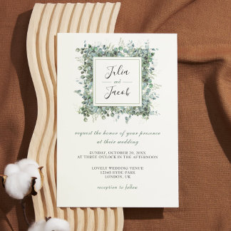Simple Eucalyptus Greenery Wedding Party Invitation