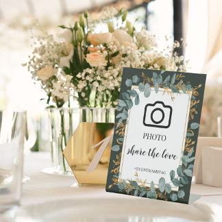 Simple Eucalyptus Greenery Wedding Pedestal Sign