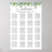 Simple Eucalyptus Greenery Wedding Seating Chart