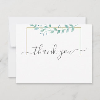 Simple Eucalyptus Greenery Wedding Thank You Card