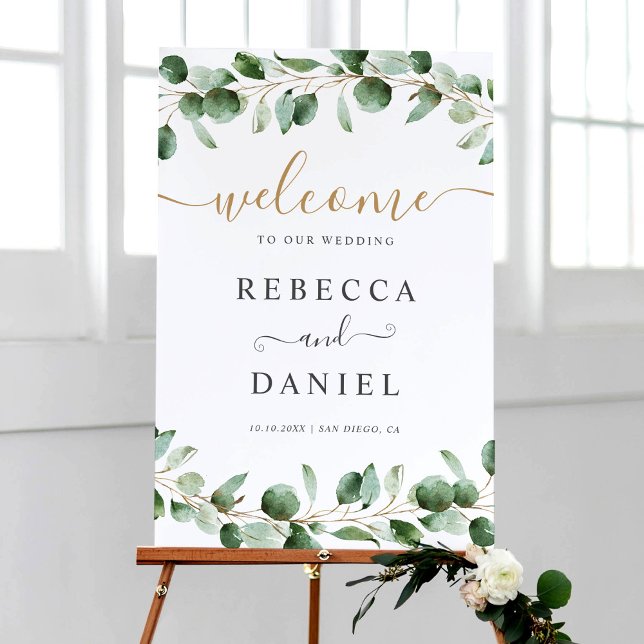Simple Eucalyptus Greenery Wedding Welcome Sign (Creator Uploaded)