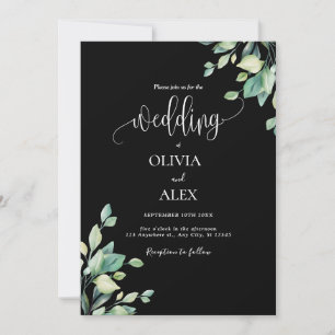 Simple Eucalyptus Handwritten QR Code Wedding  Invitation