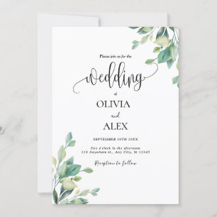 Simple Eucalyptus Handwritten QR Code Wedding Invitation