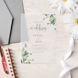 Simple Eucalyptus Handwritten Wedding Vellum Invitations