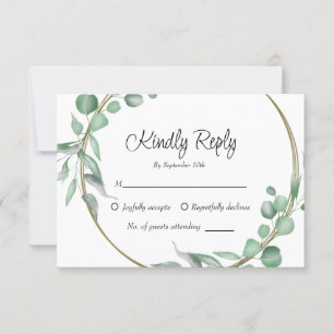 Simple Eucalyptus leaves Greenery Wedding RSVP Card