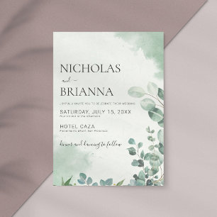 Simple Eucalyptus Leaves Wedding Invitation