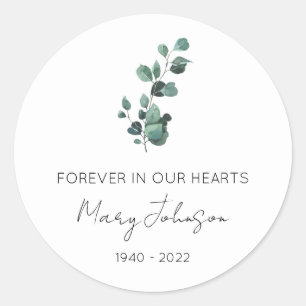 Simple Eucalyptus Memorial Classic Round Sticker