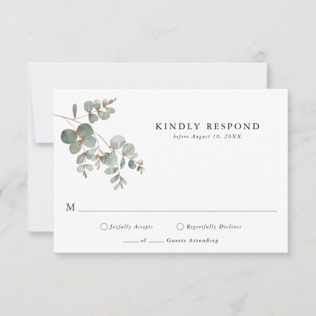 Simple Eucalyptus RSVP Card (Front)