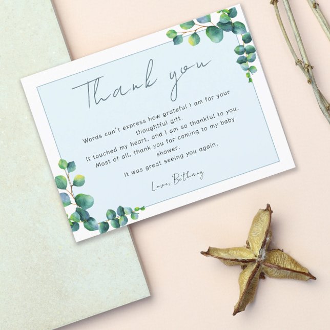 Simple Eucalyptus Thank You Baby Shower    Postcard (Creator Uploaded)