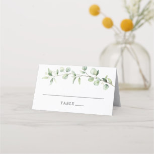 Simple Eucalyptus Wedding Ampersand Monogram Place Card