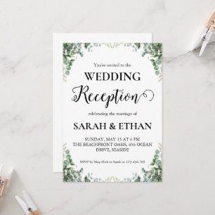 simple eucalyptus wedding reception invitations