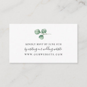 Simple Eucalyptus wedding RSVP online enclosure Card
