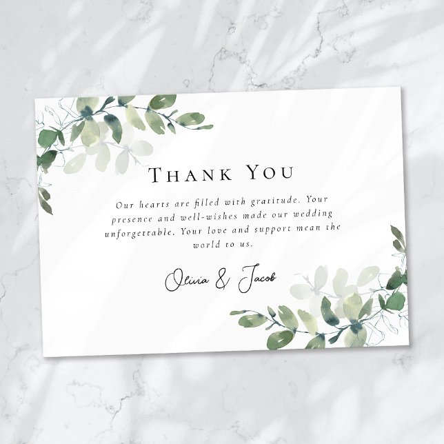 Simple Eucalyptus Wedding  Thank You Card (Creator Uploaded)
