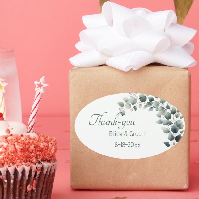 Simple Eucalyptus Wedding Thank-you Sticker (Party)