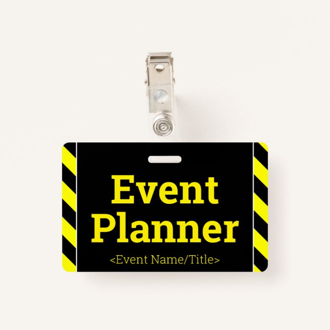 Simple "Event Planner" Badge ID Badge (Back with Clip)