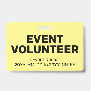Simple "EVENT VOLUNTEER" Badge ID Badge