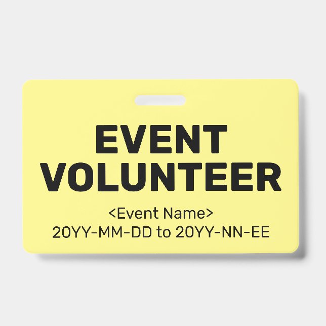 Simple "EVENT VOLUNTEER" Badge ID Badge (Front)