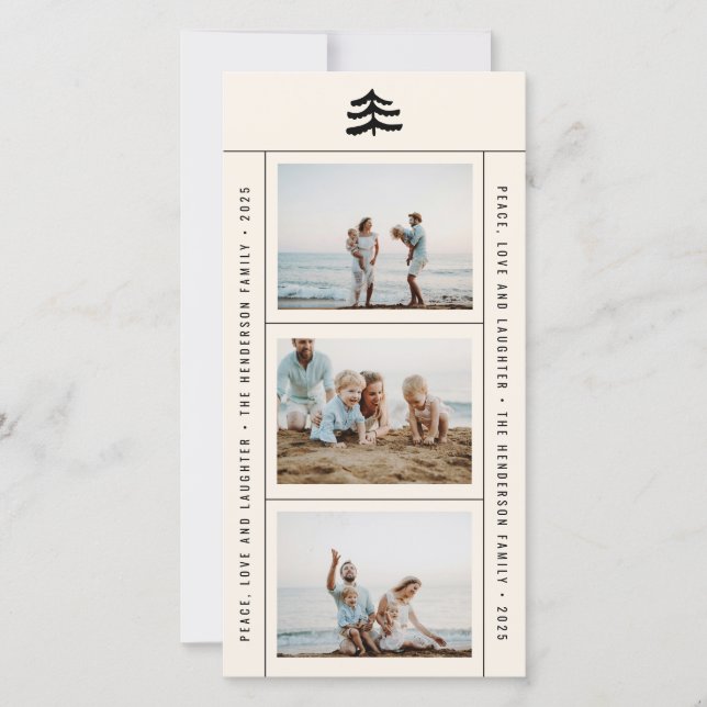 Simple Evergreen Multi-Photo Holiday Card (Front)