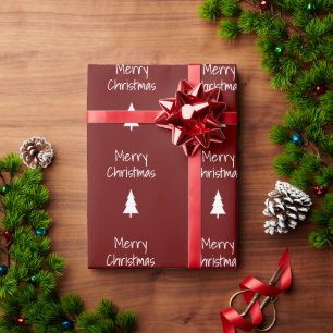 Simple Evergreen Red Modern Christmas  Wrapping Paper