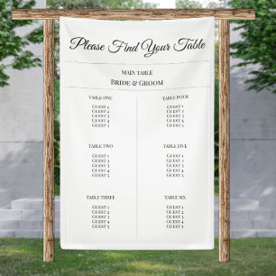 Simple Fabric Seating Chart - Custom Wedding Decor Banner
