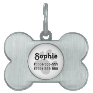 Simple Faded Black And White Paw Print Pet ID Tag