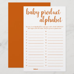 Simple Fall ABC Product Burnt Orange Shower Game