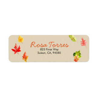 Simple fall autumn leaves address return label