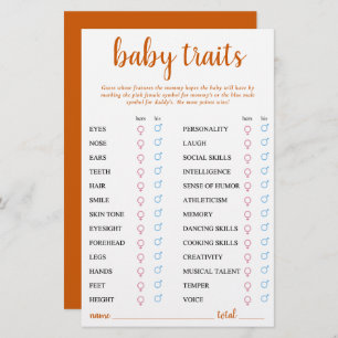 Simple Fall Baby Trait Orange Keepsake Card