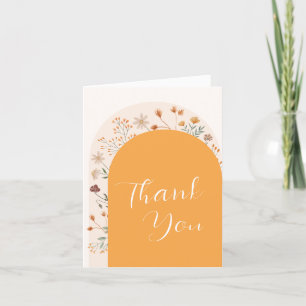 Simple Fall Boho Wildflower Arch Baby Shower Thank You Card