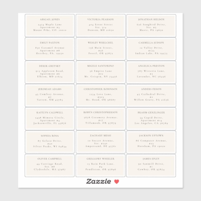 Simple Fall Cream Wedding Guest Address Label (Sheet)