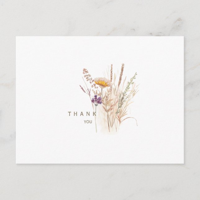 Simple Fall Floral  Funeral Thank You Postcard (Front)