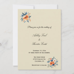 Simple Fall Floral Wedding Invitation