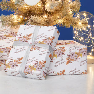Simple Fall Flower Bridal Shower Wrapping Paper