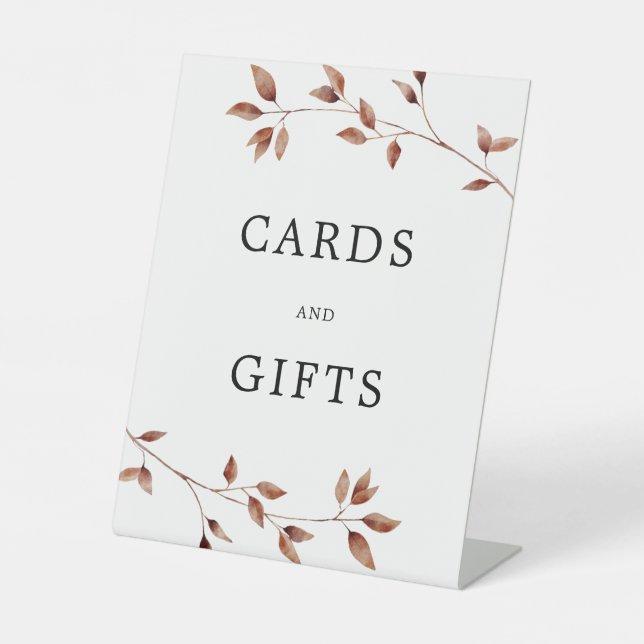 Simple Fall Leaves Cards Gifts Wedding Pedestal Sign (Front)