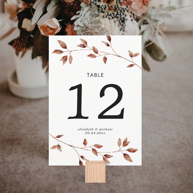 Simple Fall Leaves Large Wedding Table Number (Creator Uploaded)