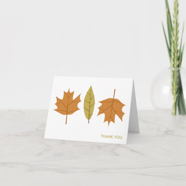 Simple Fall Leaves Thank You Note Cards (Front)