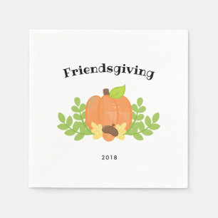 Simple Fall Pumpkin Friendsgiving Dinner Napkin