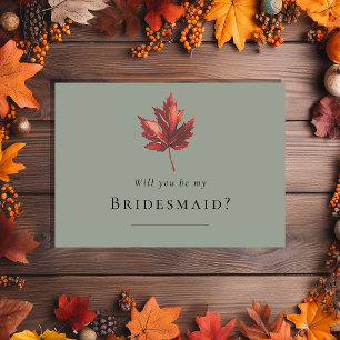 Simple Fall Sage Green Wedding Bridesmaid Proposal Invitation