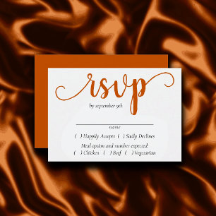 Simple Fall Script Burnt Orange Entree Choice RSVP Card