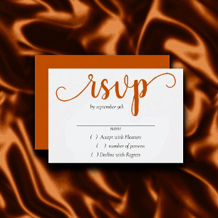 Simple Fall Script Burnt Orange Pumpkin Flourish RSVP Card
