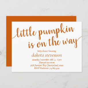 Simple Fall Shower Burnt Orange Little Pumpkin Invitation
