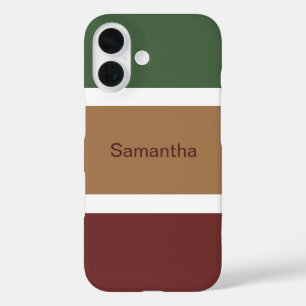 Simple Fall Striped Pattern Personalised iPhone 16 Case